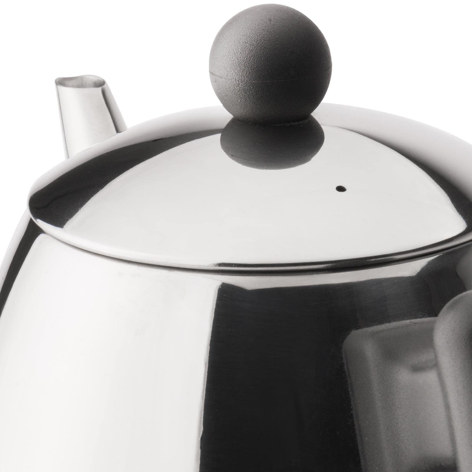 Bredemeijer Teekanne Set 1.2 Liter - Edelstahl doppelwandig silber glänzend - Kleiner klassischer Teebereiter mit Tee-Filter-Sieb-Aufsatz für losen Tee - inkl. Holz-Untersetzer braun
