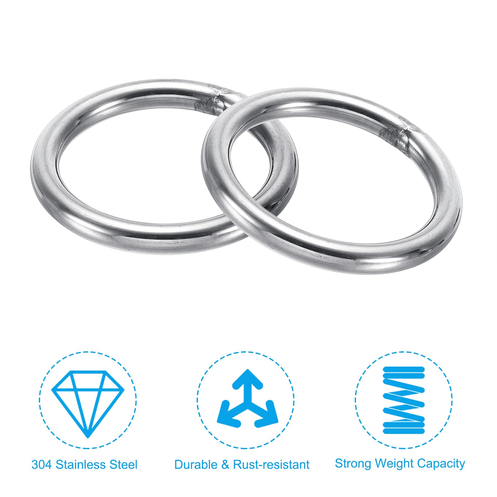 PATIKIL 44mm Metal O Rings, 10 Pack 304 Stainless Steel Round Rings for Hardware Bags Belts Hanging Baskets DIY Craft Supplies - Image 4