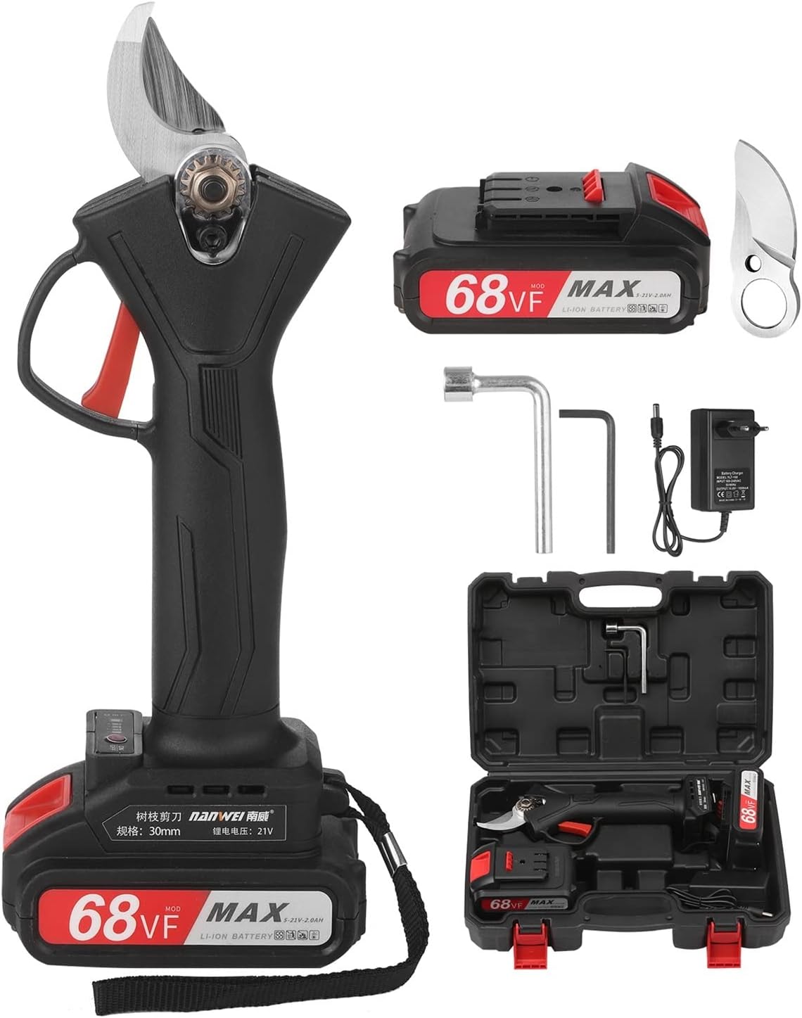 GeRRiT Electric Pruning Shears, Cordless Electric Pruning Shears Pruning Garden Scissors Bonsai Tree Pruning Branches Battery Cutter Landscaping Garden Tools,Power Chain Saws, 1, Type2