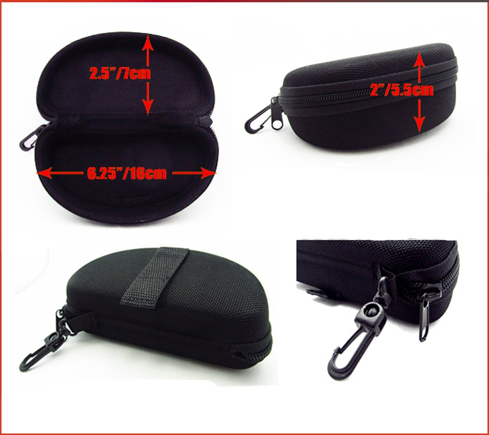 Black Nylon Water Resistant Sunglass Hard Case with Zipper and Belt Clip. C741