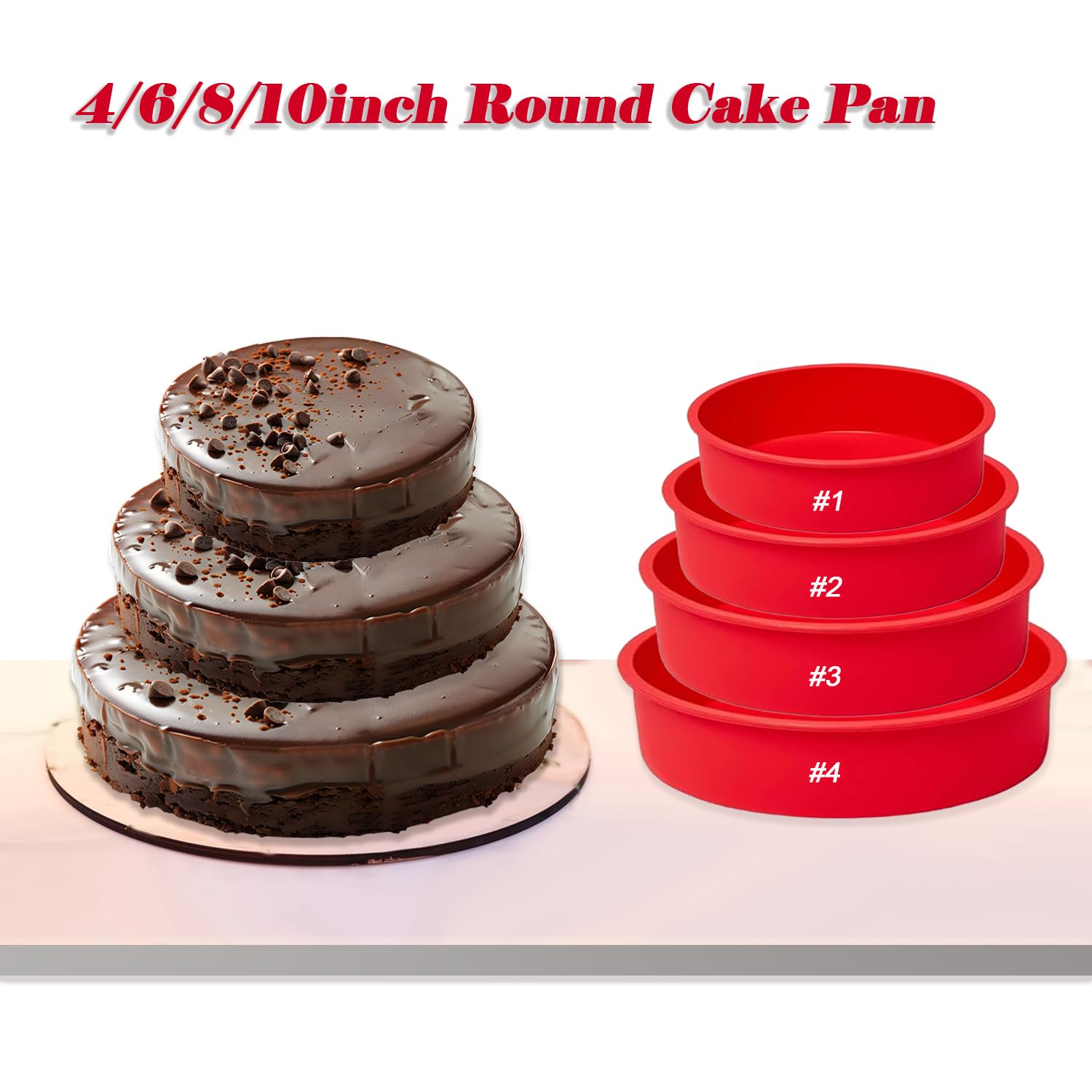 saphe Paquete de 4 moldes de silicona para tartas, moldes redondos de silicona antiadherente para hornear, juegos de utensilios de silicona para pasteles, pasteles de queso y pasteles de chocolate,