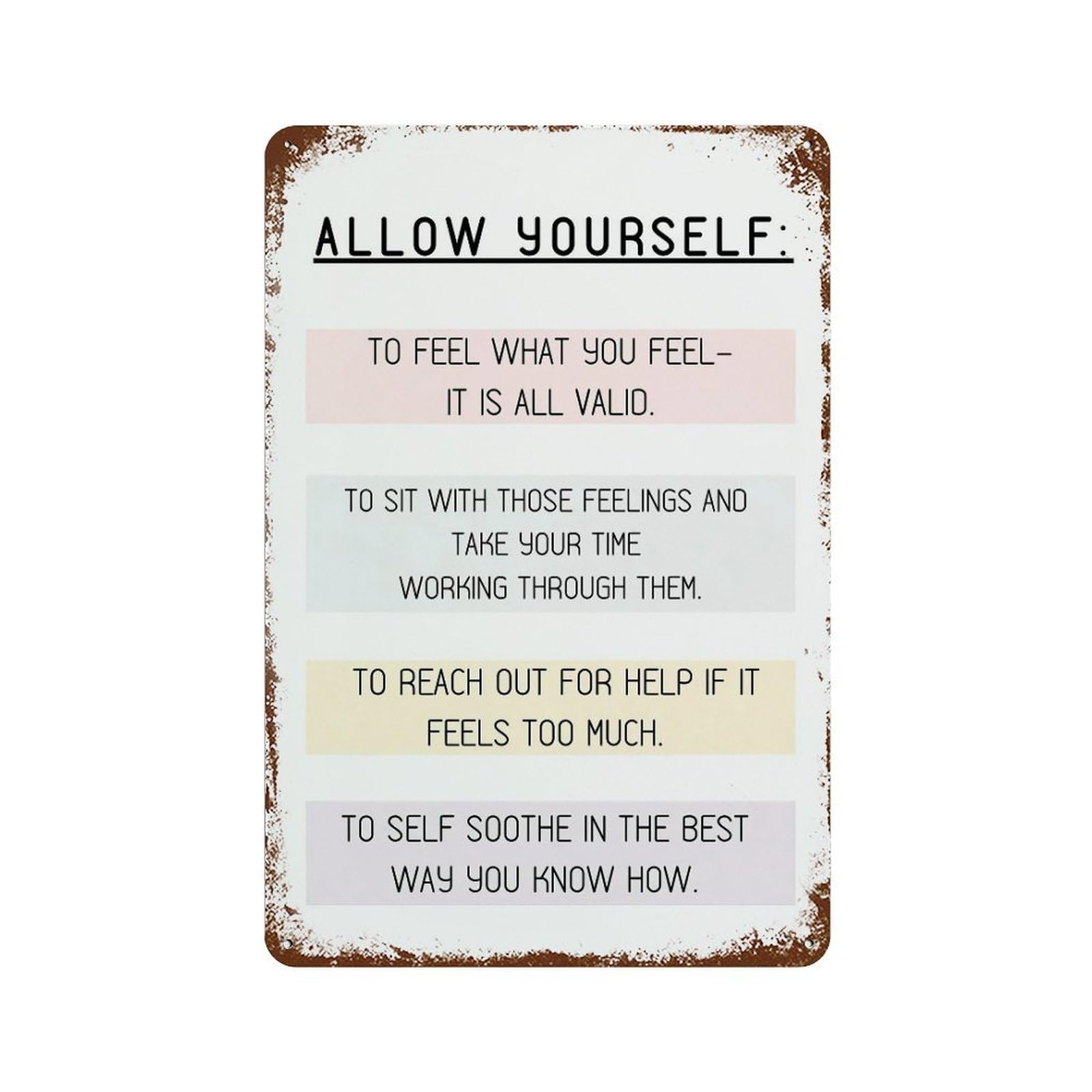 xiaoxiaoshen Allow Yourself Mental Health Wall Decor Art Metal Tin Poster Modern Home Decor Art Home Bar Shop Decorations Vintage Sign 30x20cm