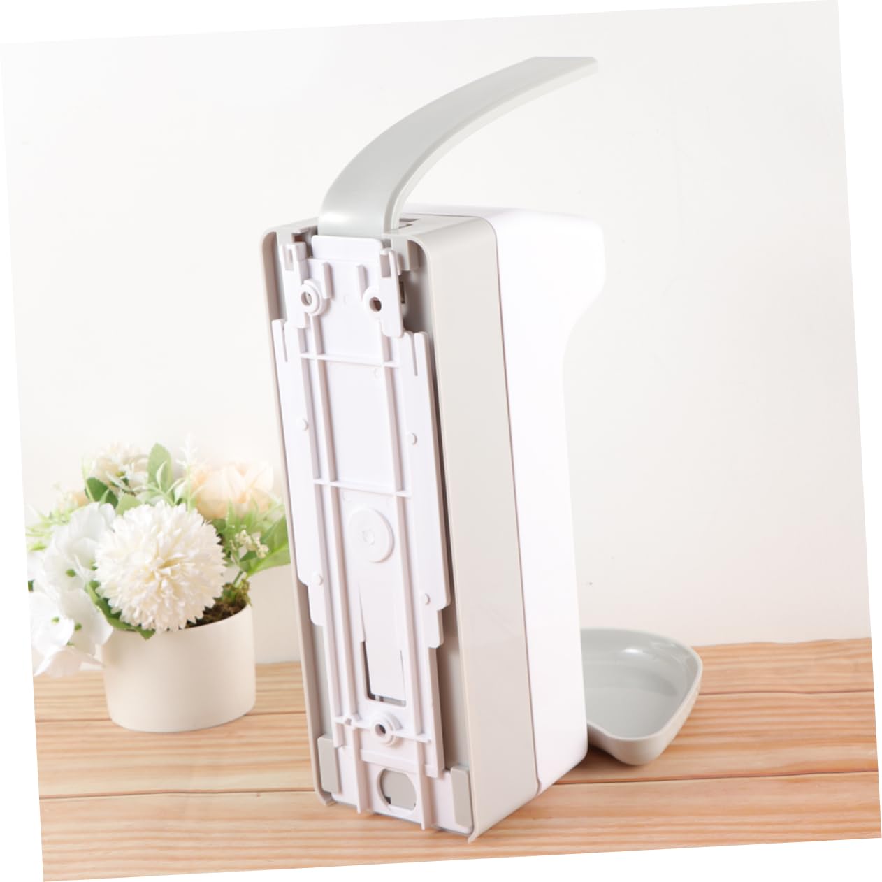 Dispensador de Jabón Líquido de Pared 1000ml Acero Inoxidable Abs | Blanco, Operación Manual Pulsador de Codo, 1 Pieza, Formato Colgante para Hotel y Hogar