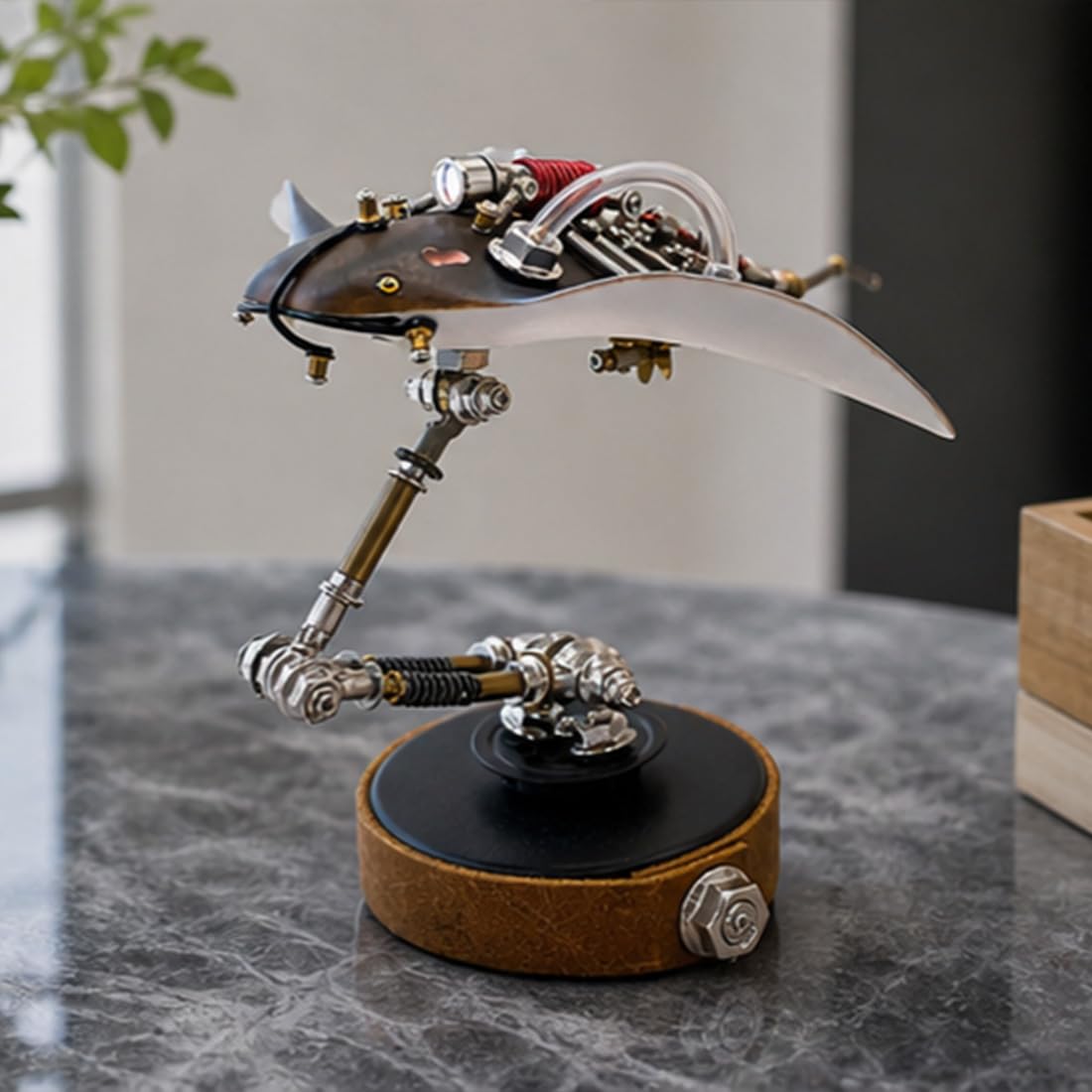 200 Teile Mechanisches 3D Metallpuzzle Meereskreatur Mit LED-Beleuchtung | 2 Stunden Bauzeit für dieses 3D Steampunk Puzzle ideal als industrielle Tischdekoration für Erwachsene