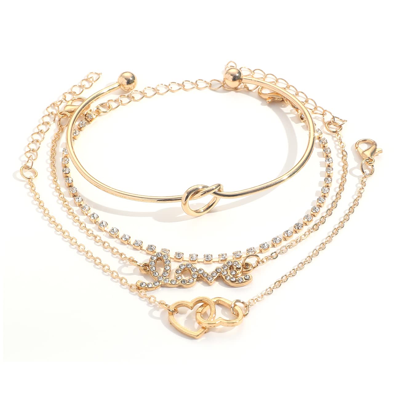 Shining Diva Fashion Latest Stylish 4pcs Multilayer Crystal Heart Love Bangle Bracelet for Women and Girls (14756b) (B0C5QX3336) Amazon Price History, Amazon Price Tracker
