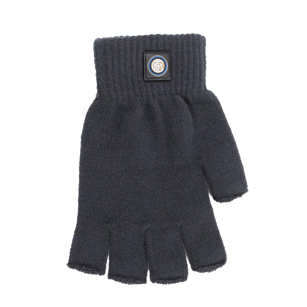 Inter Guanti a Maglia Mezze Dita, Accessori Ufficiali da Tifoso, Nero, Prodotto Merchandising Originale