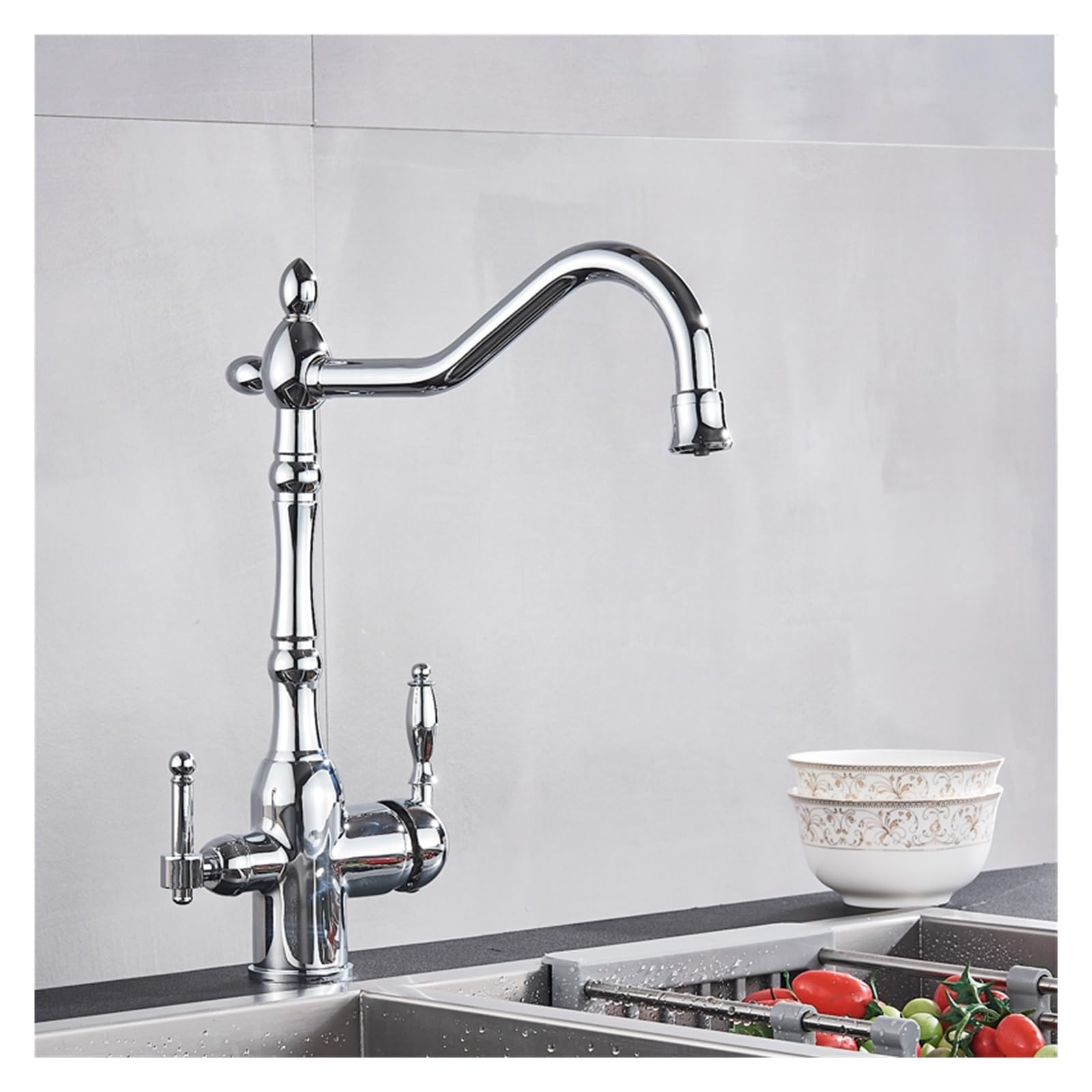 ZYCHSJXA Purifying Gold Mixing Hot and Cold 360 Degree Rotating Kitchen Crane Faucet with Water Purification Function(Gold A)