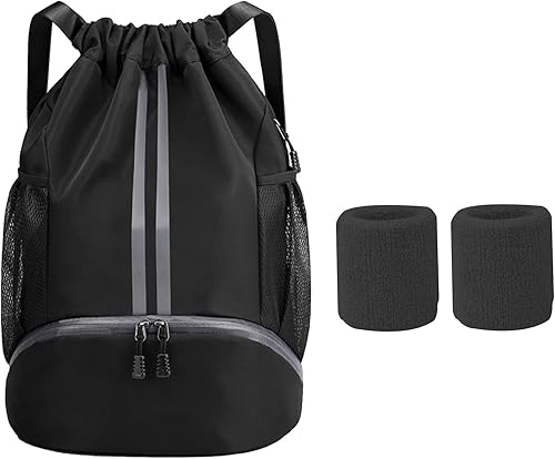 Bolsa de fútbol deportiva con cordón, mochila de gimnasio para hombres y mujeres, con compartimento para pelotas y zapatos, mochila de fútbol,