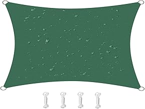 HOMPER Voile d'ombrage avec efficacité de 95% des UV, Tissu Oxford, pour terrasse, Balcon, pelouse, fête, activités de Plein air (3 x 4 m, Vert foncé)
