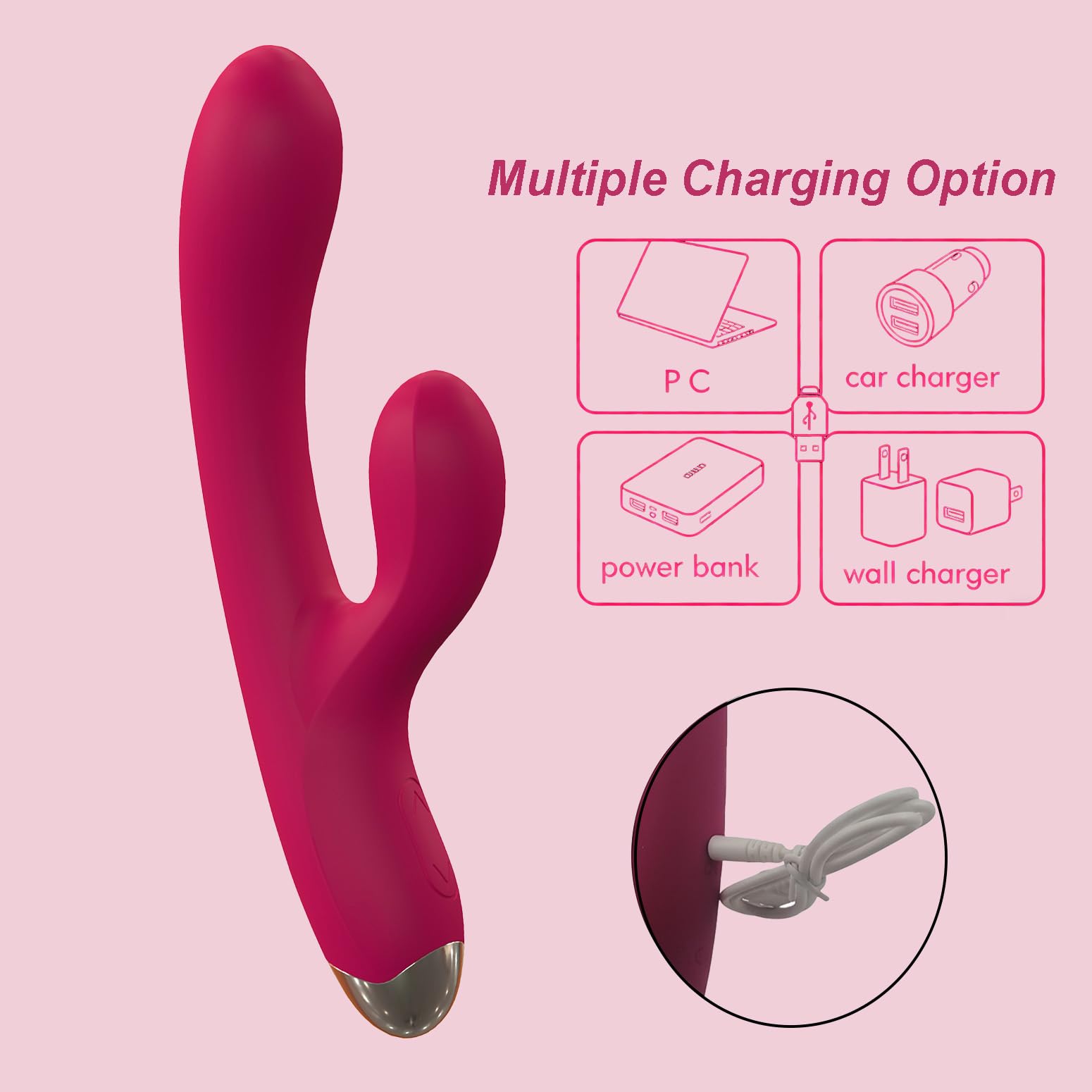 Portable Dual Head Soft Silicone Massage Device 10 Vibration Modes Rechargable Wellness Choice USB Charging, Ideal for Creating a Relaxation and Wellness Moment