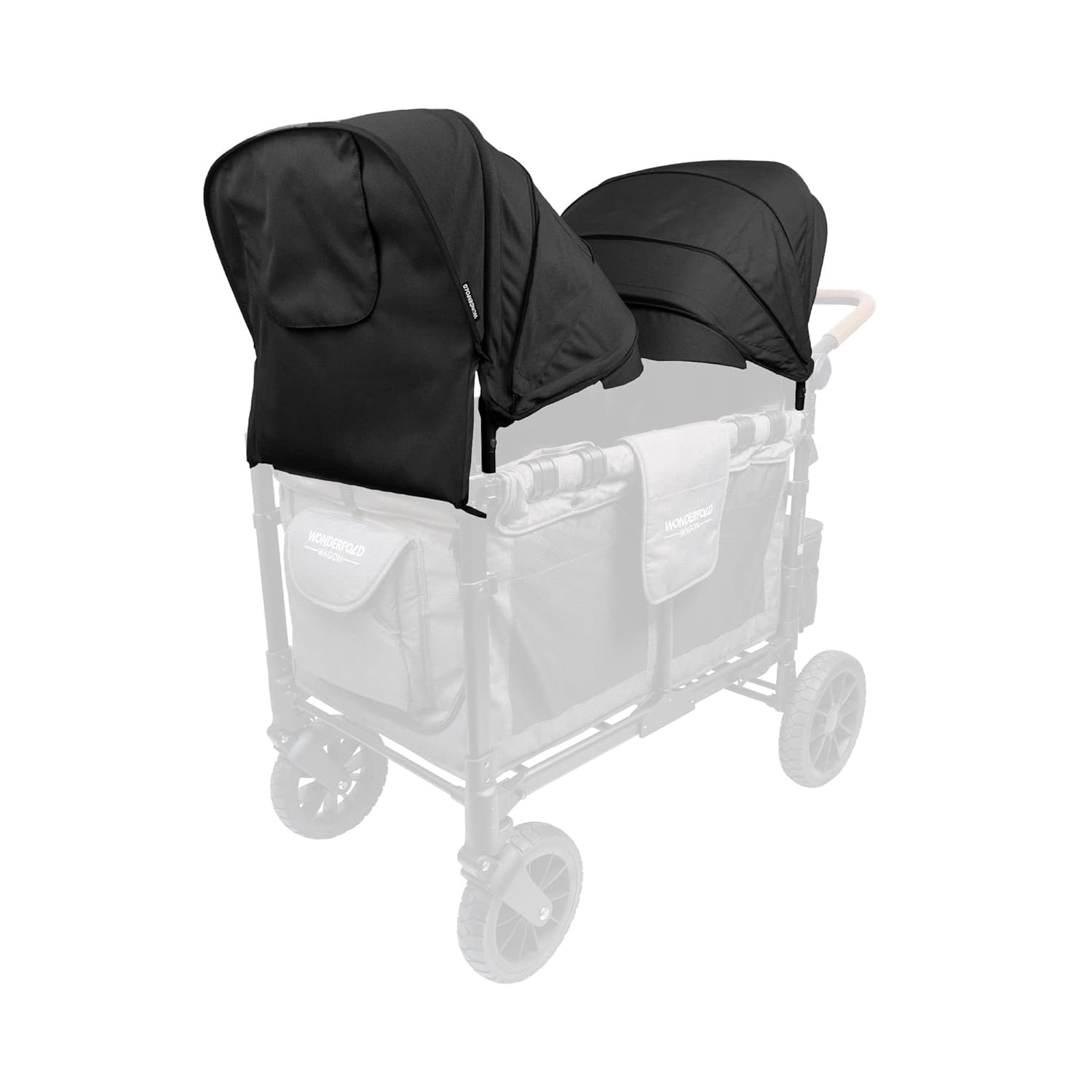 WONDERFOLD Retractable Stroller Canopy Featuring a Peek-a-Boo Window, Optional Visor for Extra Sun Protection, and Side Mesh Panels for Additional Airflow (Fits Only W4 Series, Two Pack)