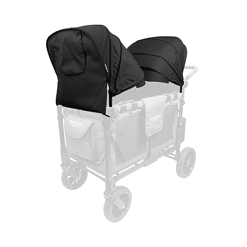Miniatura 8 de WONDERFOLD Toldo retráctil para cochecito con ventana Peek-a-Boo, visera opcional para protección solar adicional y paneles de malla laterales para