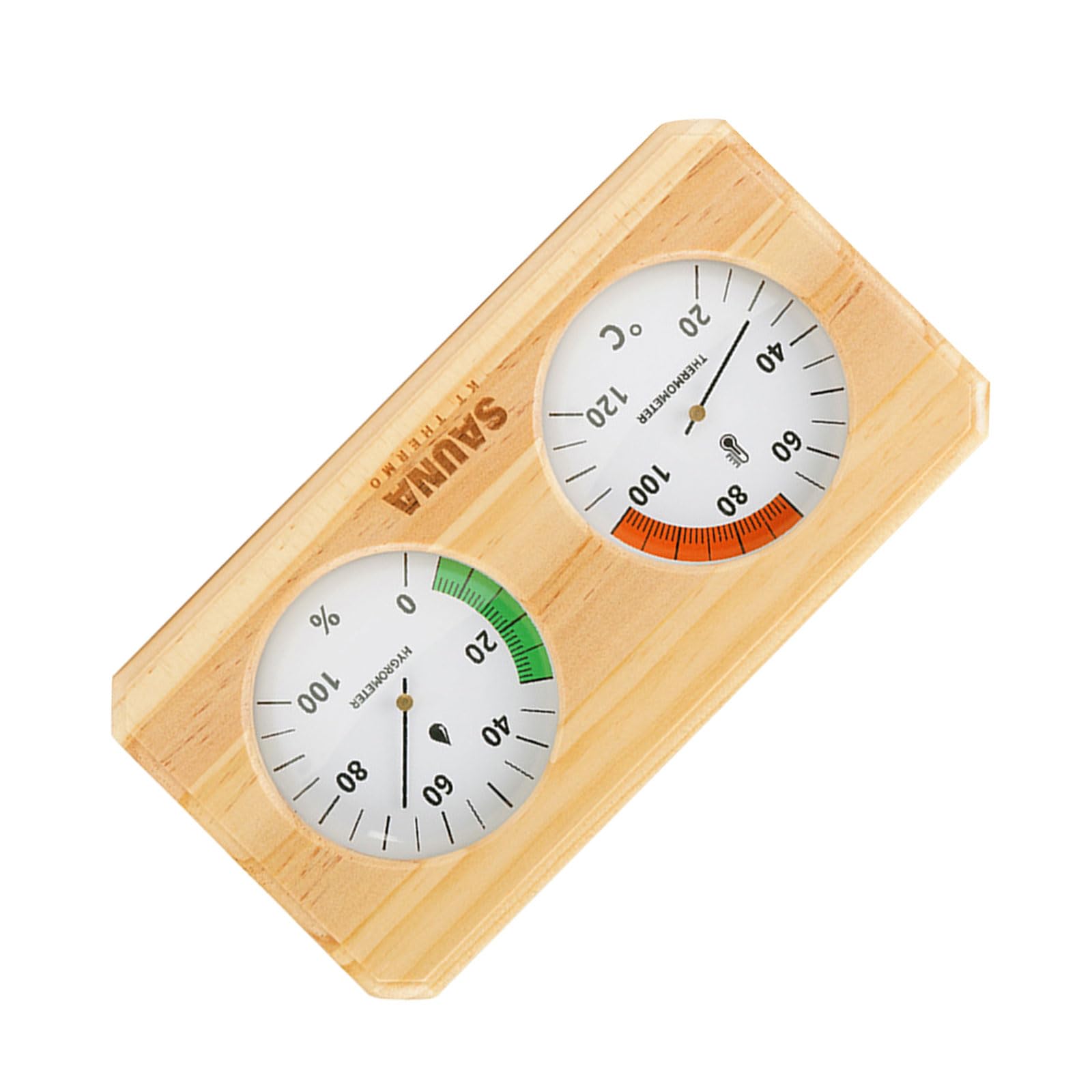 Linvimia 120C Horizontal Premium Wooden Sauna Room Hygrometer With High Temperature Humidness Display Suitable For Bath Wall Mount Steambath Dampness Meter