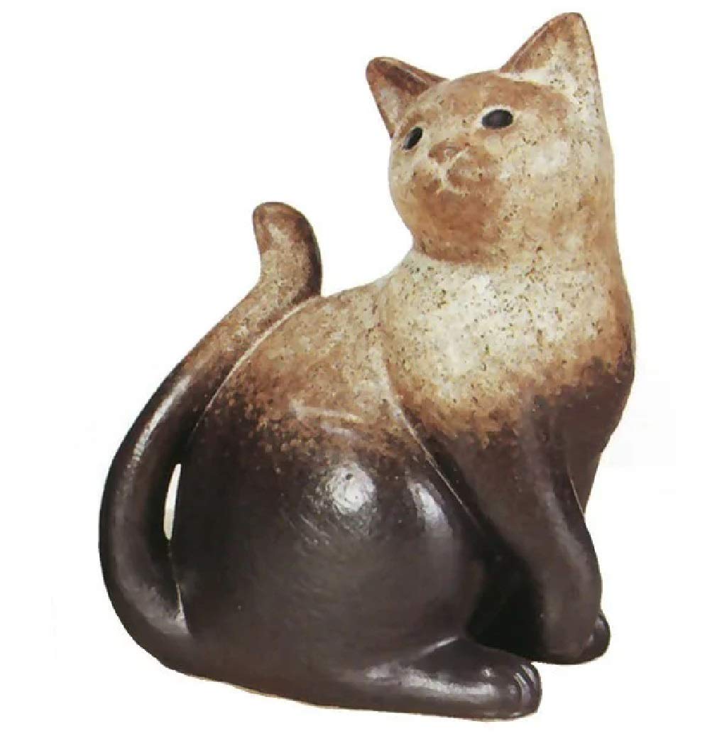 陶器 見返り猫の置物 Lilies 猫置物 伊万里焼き 見返り猫 Amazon.co.jp