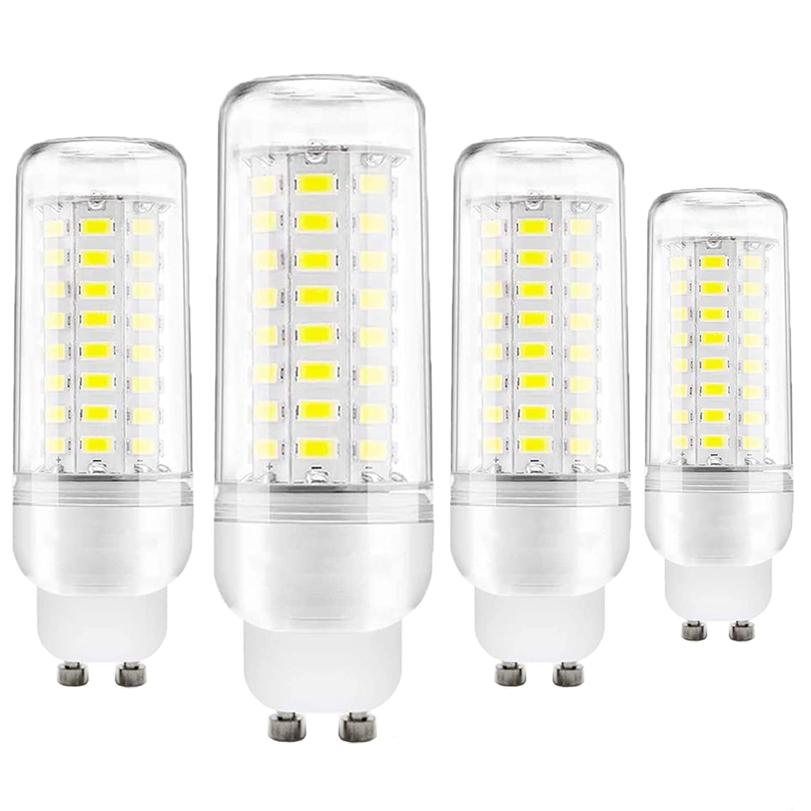 Mercu Cold White~6500K Super Bright Gu10 Led Corn Bulbs,12W 1200Lm Equivalent 100W Incandescent Lamp, Led 72X5730 Smd Glass Cover Spot Light Bulbs, Non-Dimmable, Pack Of 4,,220V~240V
