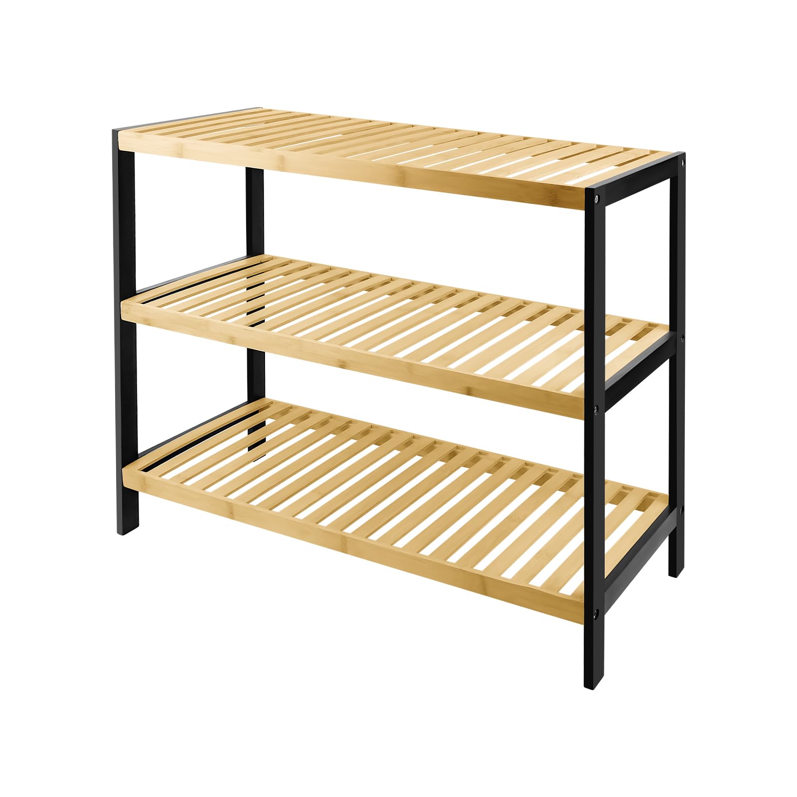 3 Tier Wooden Bamboo Shoe Rack Storage Holder, Wooden Shoe Rack Shelf Organiser Stand, Space-saving, Small Spaces 70 x 25 x 55cm