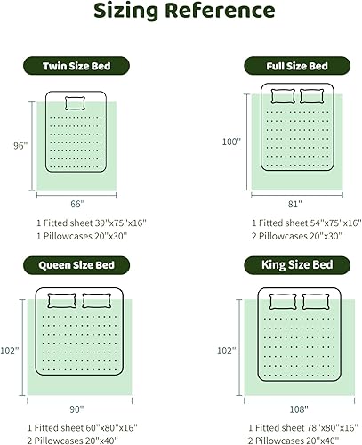 Miniatura 8 de LBRO2M Juego de 4 sábanas de bambú 100% viscosa derivada de bambú, sábanas refrescantes de 1800 hilos, bolsillo profundo de 16 pulgadas, ropa de