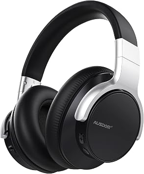 AUSDOM E7 Noise Cancelling Headphones Wireless Bluetooth Over Ear ANC Headphones with Microphone, 50H Playtime, Hi-Fi Sound, Deep Bass, Comfortable Earpads for Travel Work Home Office