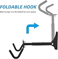 Vista 5 de Estante plegable de pared para bicicleta, almacenamiento horizontal para bicicletas, gancho ajustable para colgar bicicletas, soporte de gancho