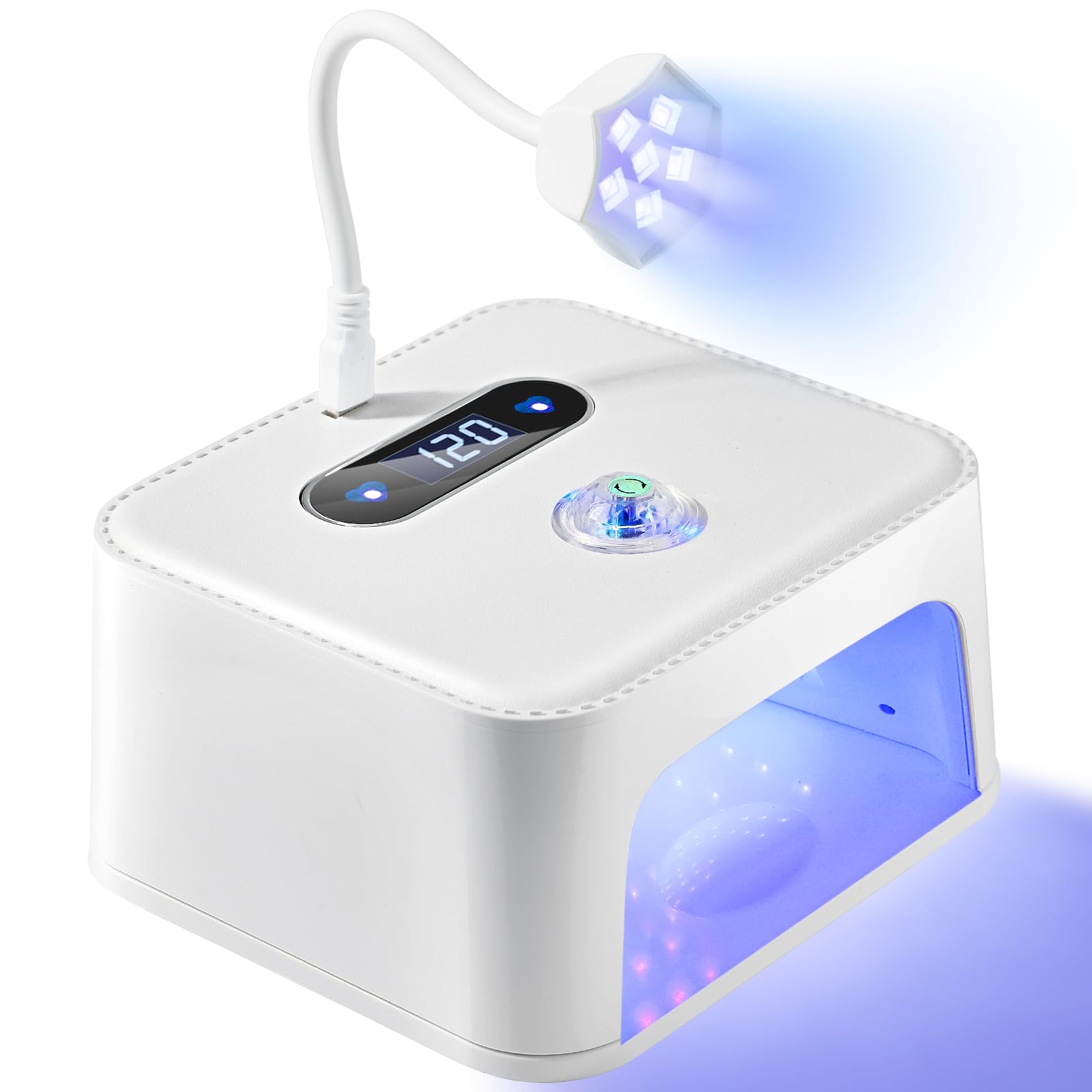 UV Light for Nails, UV LED Nail Lamp with 45 Beads, Auto Sensor, with Mini Light, Professional Nail Lamps for Gel Polish, Curing Lamp for Salon & Home, White