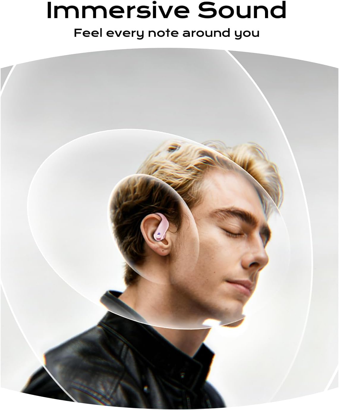Bluetooth Earbuds with Ear Hooks, Wireless Sport Headphones with LED Display Charging Case, HiFi Stereo, Noise Cancelling, IPX7 Waterproof, in-Ear Workout Earphones with Mic-Coral