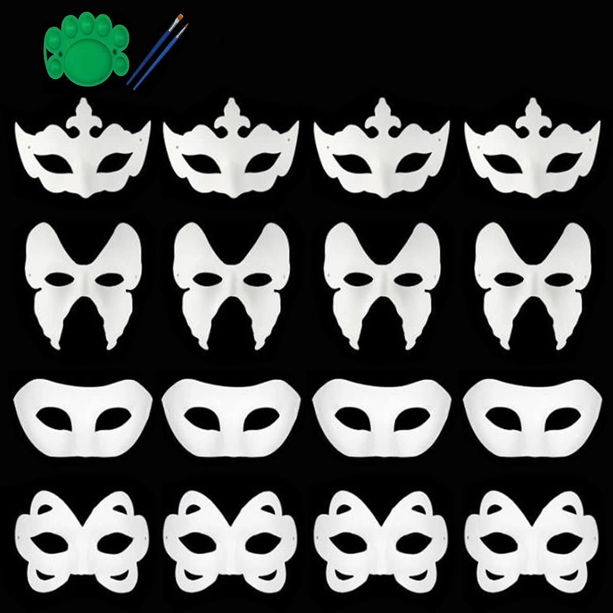 Qavctw DIY White Masks Paper Cosplay Unpainted Plain Craft Masquerade Masks for Halloween Christmas Mardi Gras Party Mask