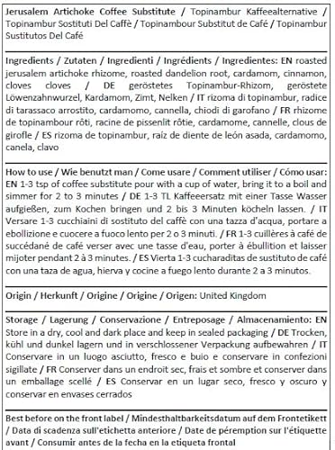 Herba Organica - Topinambur Kaffeealternative - Jerusalem Artichoke Coffee Substitute (200g)