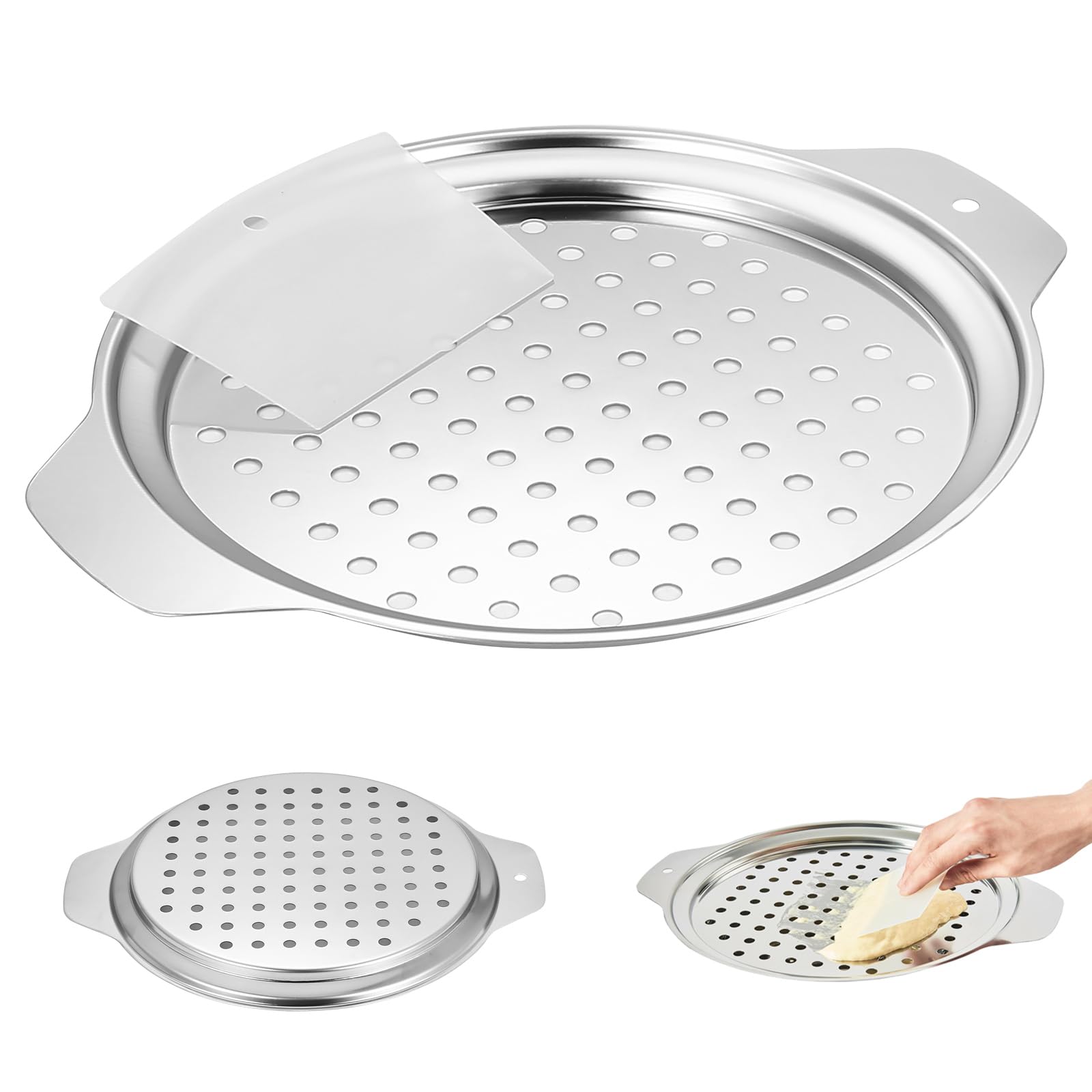 Stainless Steel Spaetzle Maker Lid with Scraper, Spaetzle Plane, Stainless Steel Spätzle Press, German Egg Noodle Maker, Pan Pot Spaghetti Strainer Pasta Spätzle Maker