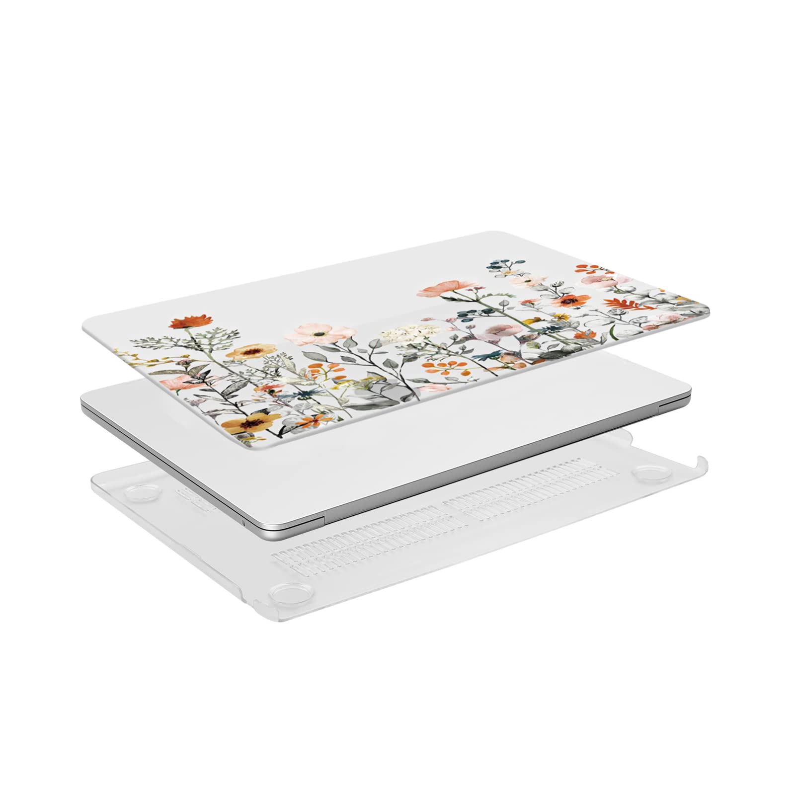 MOSISO Coque Compatible avec MacBook Air 13 Pouces M5 M4 M3 M2 2026-2022 A3449 A3240 A3113 A2681,Coque Rigide Jardin Fleurs pour MacBook Air 13,6 &Protection Clavier&Protecteur D'écran,Transparent