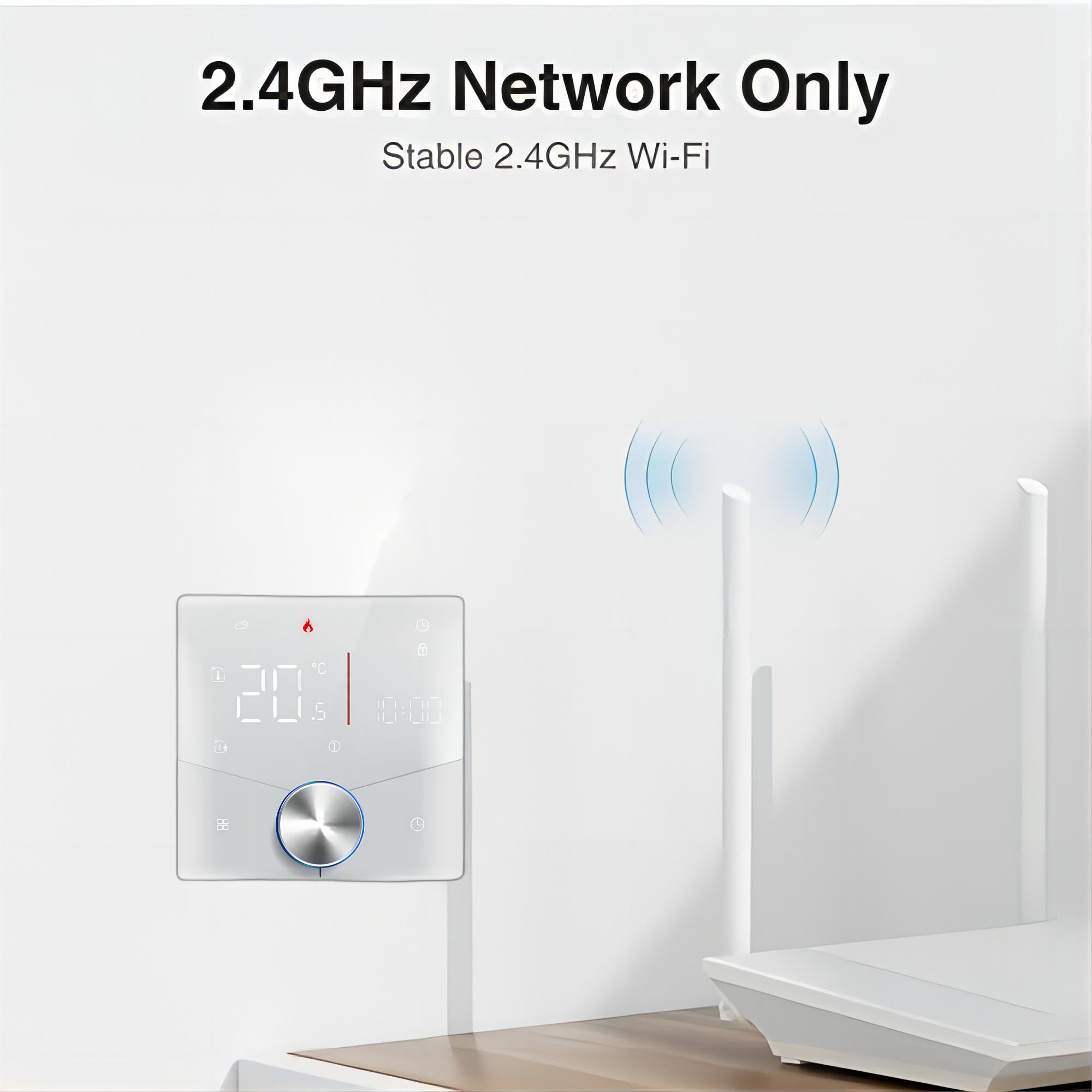 009 Serie Knob Termostato Calefacción WiFi para Caldera de Gas/Agua, Termostato Inteligente Programable para el Hogar, Función de Control de Voz Compatible con Alexa, Google Home 5A(Blanco)