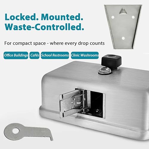 Miniatura 3 de Dispensador de jabón comercial para montaje en pared, dispensador de jabón de acero inoxidable antioxidante, 38.8 onzas, gran capacidad