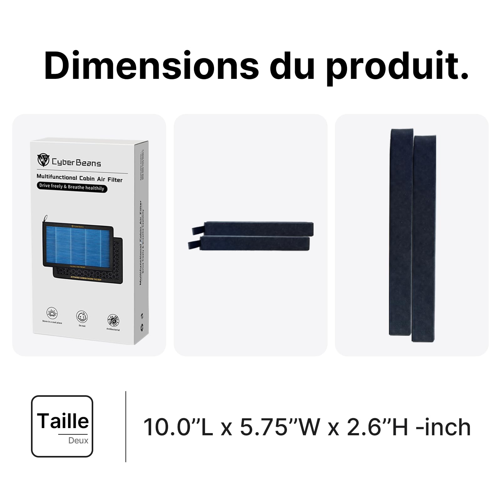 Lot de 2 Filtre à Air Habitacle pour Tesla Model 3 et Y | Model 3 2016-2026 et Moldel Y 2020-2026 Incluant Highland et Juniper, Filtre HEPA à Charbon Actif, Accessoire pour Tesla