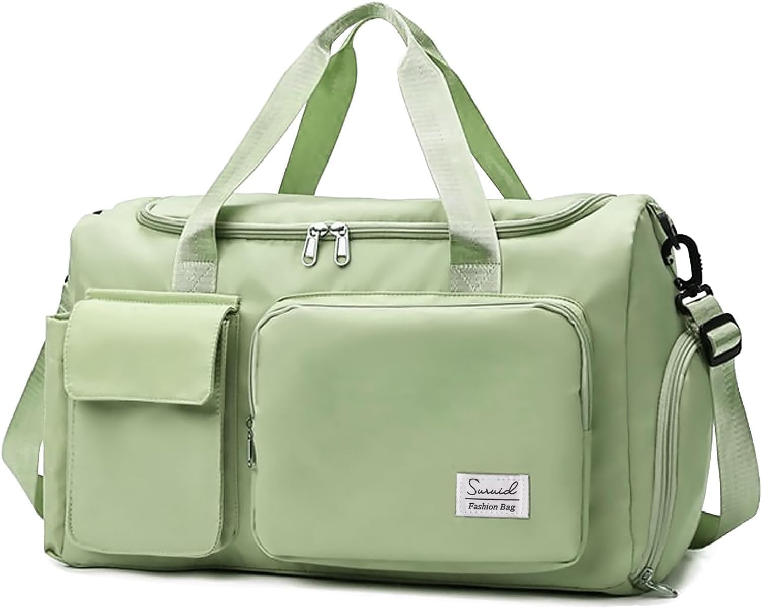 Travel Duffel Bag with Shoes Compartment Sports Gym Bag with Dry Wet Separated Pocket for Men and Women, Overnight Bag Weekender Bag Training Handbag (Green)-image-45