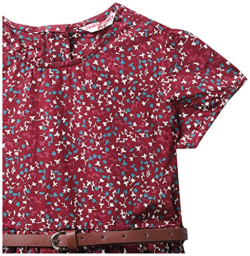 Image of Amazon Brand - Jam & Honey Girl's 100% Soft & Pure Cotton Comfortable and Stylish Printed Woven Dress with Short Sleeves and Belt - Perfect for Every Occasion