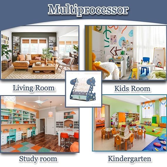 CAREOPETA Book Shelf for Kids Room Plastic Kids Book Shelf Rack for Home Small Bookshelf for Babies Babies Toy Storage Organiser Montessori with Bin Toddler Books Rack (Blue, 4 Shelf) - Image 3 thumbnail
