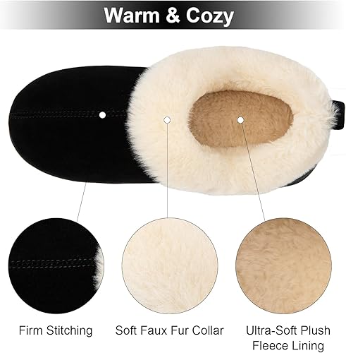 Miniatura 4 de FamilyFairy Women Memory Foam Bootie Slippers, Warm Cozy Micro Suede Slipper Boots with Fuzzy Plush Lining and Collar, Winter Non Slip House Shoes