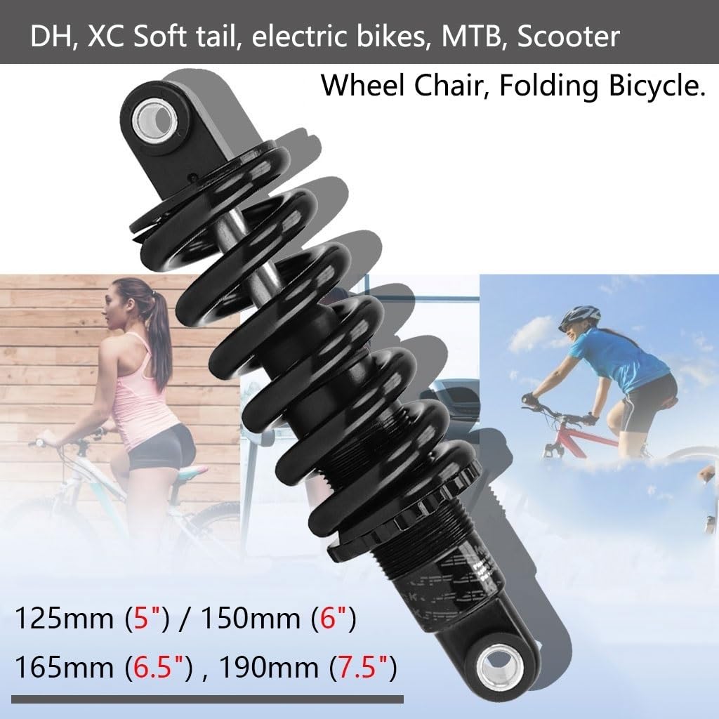 AuroraXQ Bicicleta de Montaña Amortiguador Trasero MTB Muelle Helicoidal Suspensión 125/150/165/190mm con Casquillo y Tornillo 150 Libras a 2000 Libras(150mm,150 Lbs)