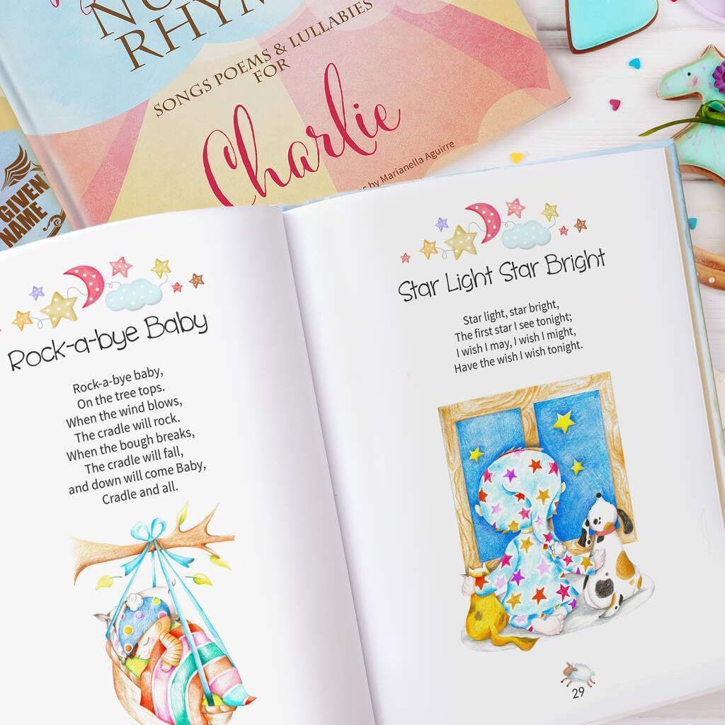 Personalized Bedtime Stories Nursery Rhymes Book - Custom with Child’s Name - Baby Name Book Gift for Boys & Girls - Keepsake Bedtime Stories for Kids, Personalized Baby Book