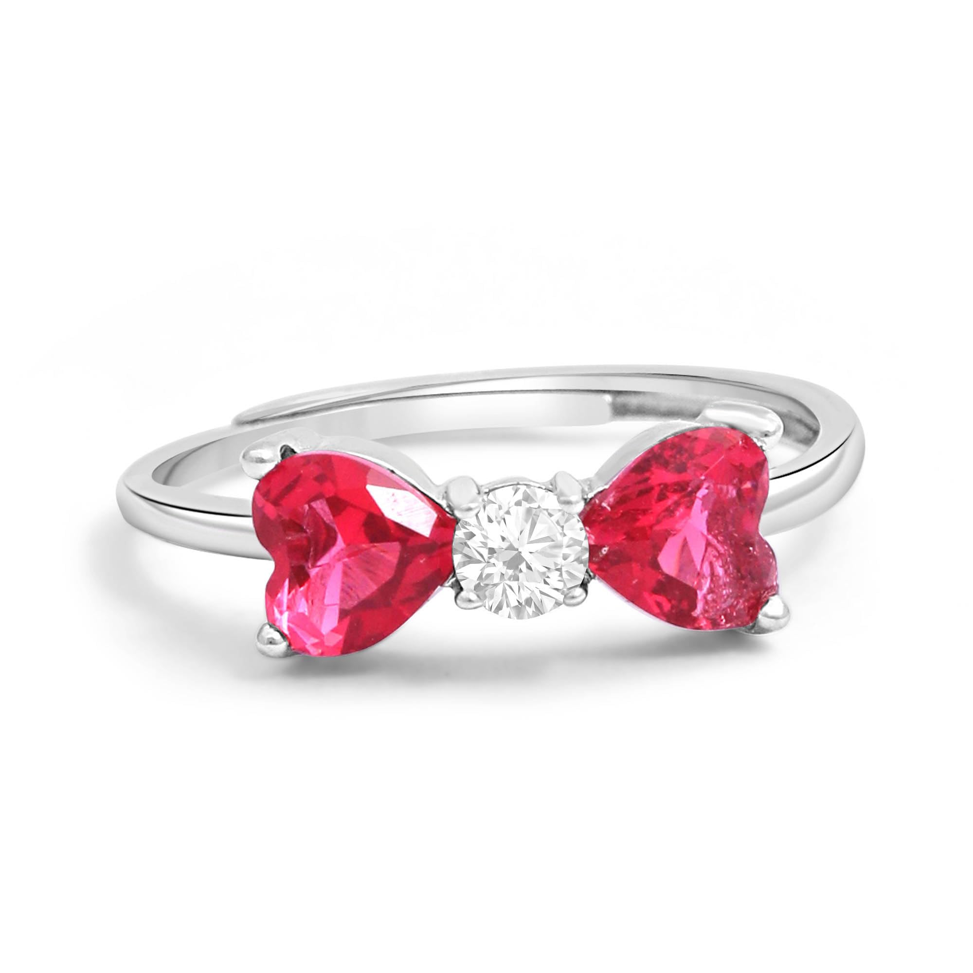 zavya 925 Sterling Silver Bow Heart Rhodium Plated Ring | Gifts For Women And Girls | With Certificate of Authenticity and 925 Hallmark|Mother's Day-picture-5