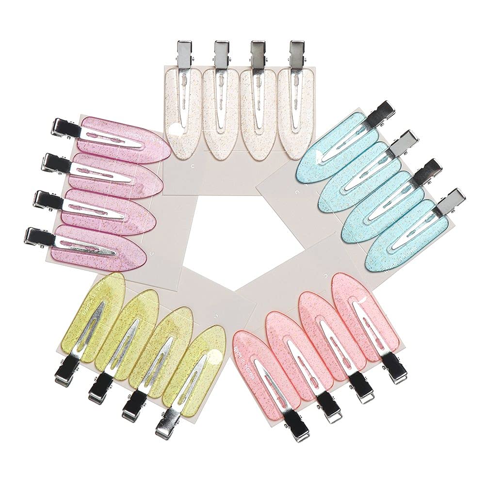 20Pcs Seamless No Bend Hair Clips,Acrylic Alloy Hairpins No Crease Barrettes for Styling Makeup & Sleeping