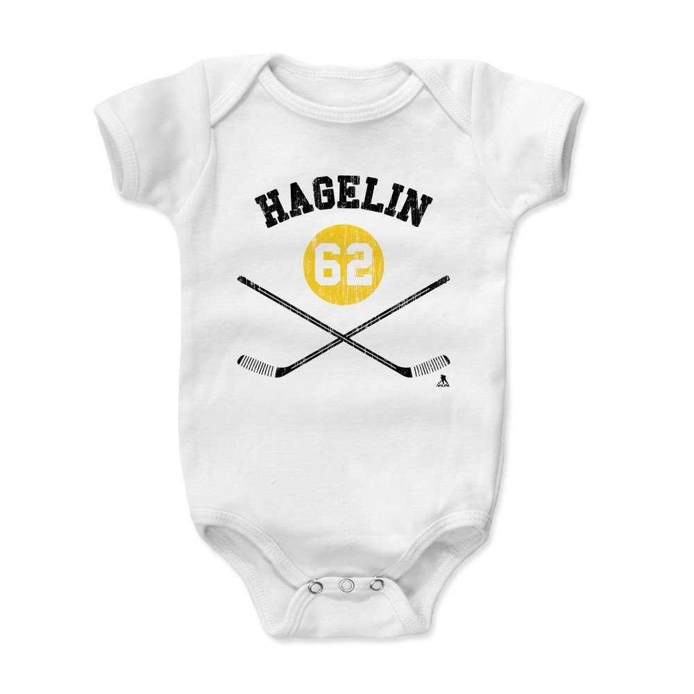 500 LEVEL Carl Hagelin Baby Infant One Piece Bodysuit 12-18 Months White - Pittsburgh Hockey Baby Clothes - Carl Hagelin Sticks Y