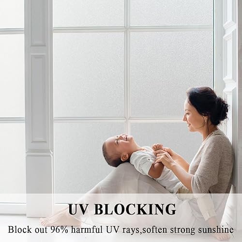 Miniatura 12 de Película de privacidad esmerilada blanca para ventana, sin pegamento, película de vidrio para puerta, tintado de vidrieras, adherencia estática