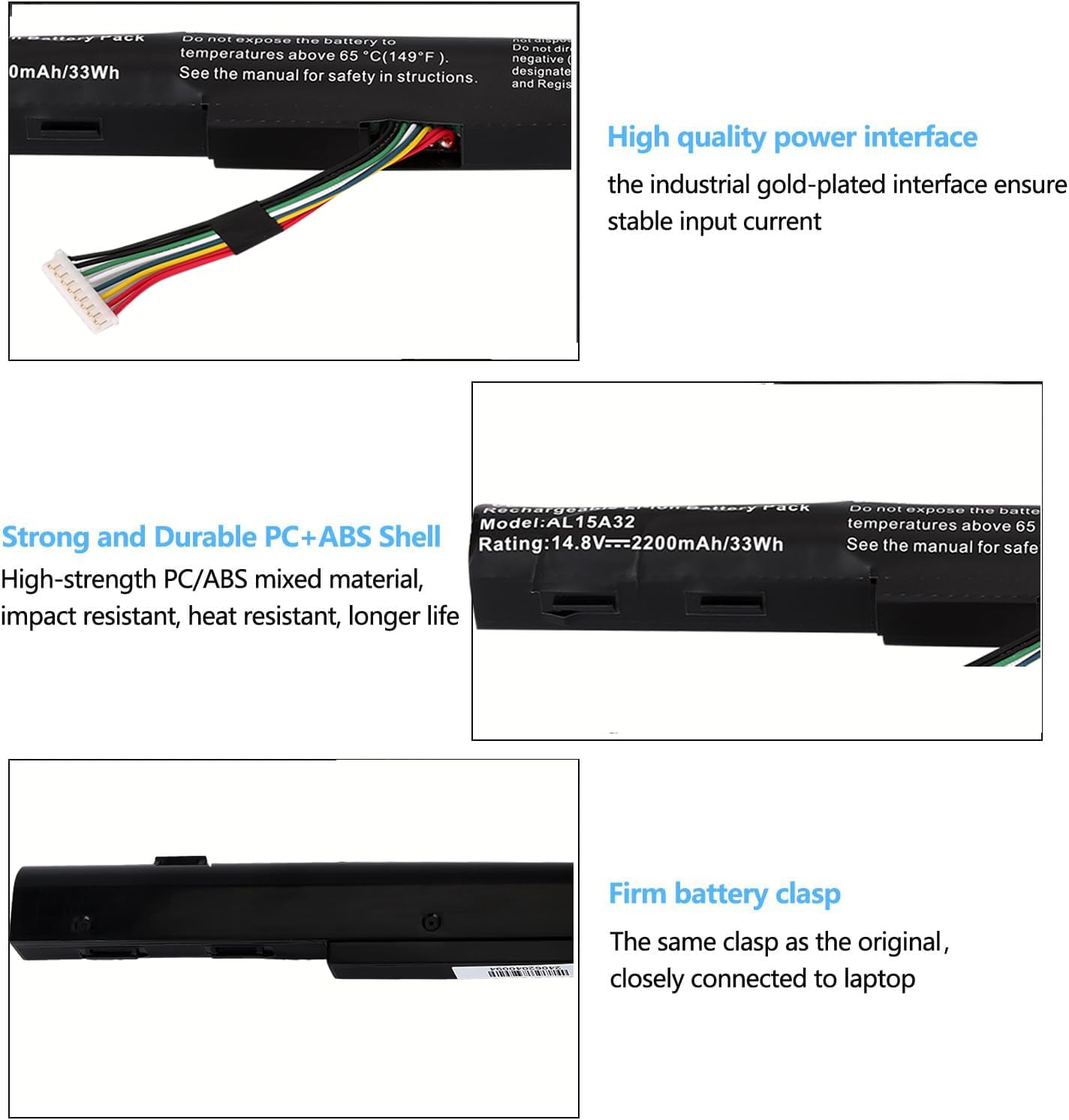 AL15A32 Batería portátil para Acer Aspire E5-473G E5-573 E5-573G E5-573TG E5-574 E5-574G E5-722 E5-722G V3-574 V3-574G V3-575 V3-575G TravelMate P277 P277-M P277-MG P278 P278-M P278-MG Battery