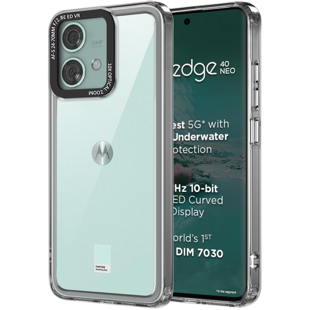 TheGiftKart Hybrid Shockproof Motorola Edge 40 Neo 5G Back Cover Case | Stylish Camera Border | Plated Buttons | Crystal Clear Hard Back Case for Moto Edge 40 Neo 5G (TPU & PC, Smoked Bumper) (B0D6V9DRZS) Amazon Price History, Amazon Price Tracker