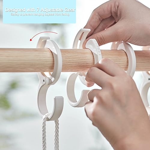 Miniatura 3 de FYY Ganchos en S para colgar, paquete de 10 ganchos en S de plástico resistentes con hebilla ajustable de seguridad, gancho anticaídas para colgar
