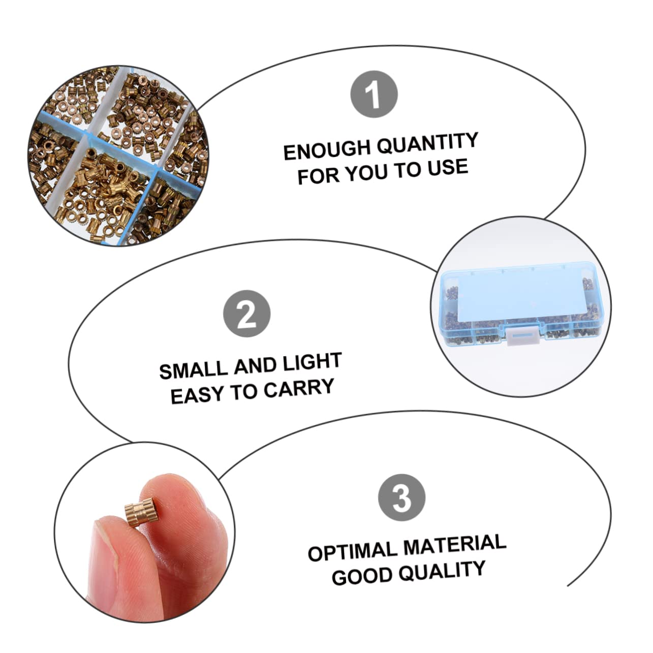 Unomor 3sets R-Type Nut Female Threaded Knurled Nuts Hardware Rivet Flat Head Threaded Inserts Inserts for Steel Plastic Fiberglass 500pcs*3