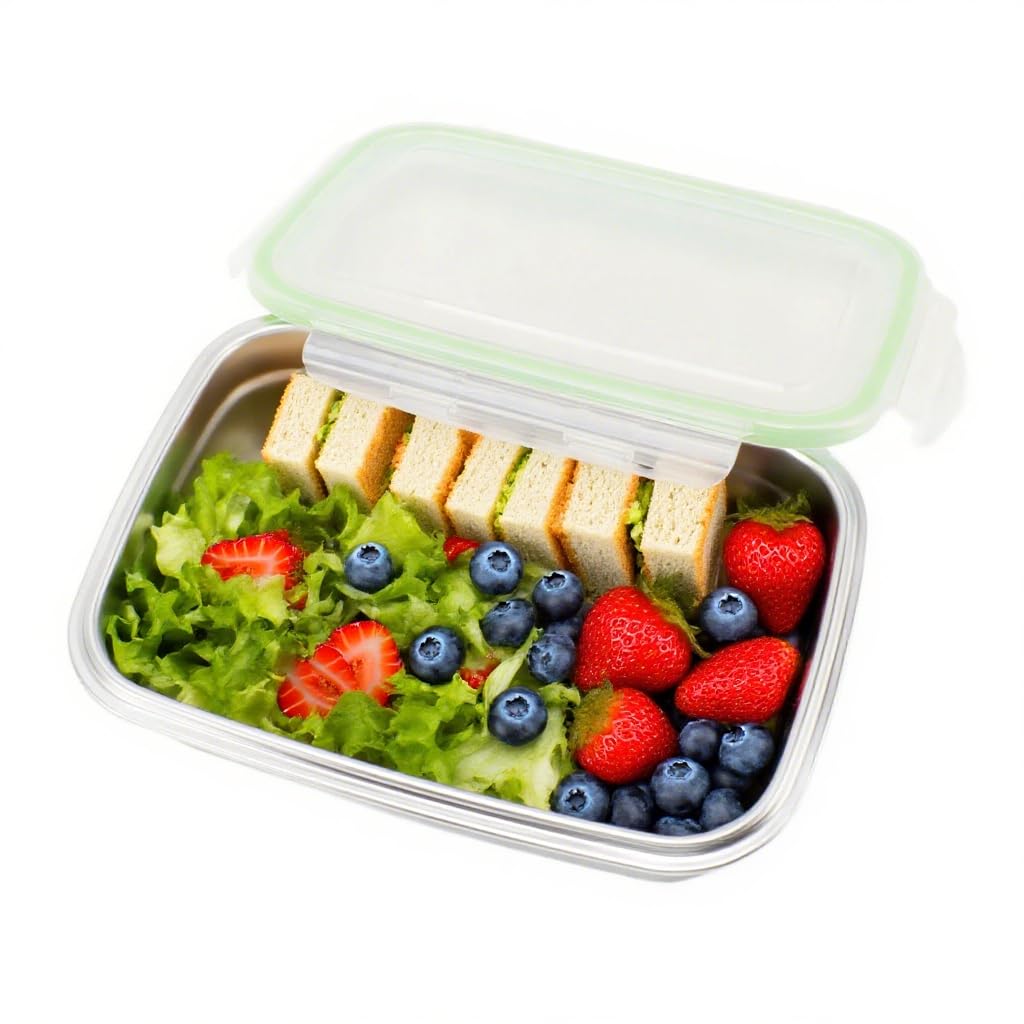 Hapivida Stainless Steel Lunch Box, 350ml Metal Bento Box Lunch Container with Lid Metal Food Storage Boxes Reusable Kids Snack Containers for Lunches, Appetizers(350ML)