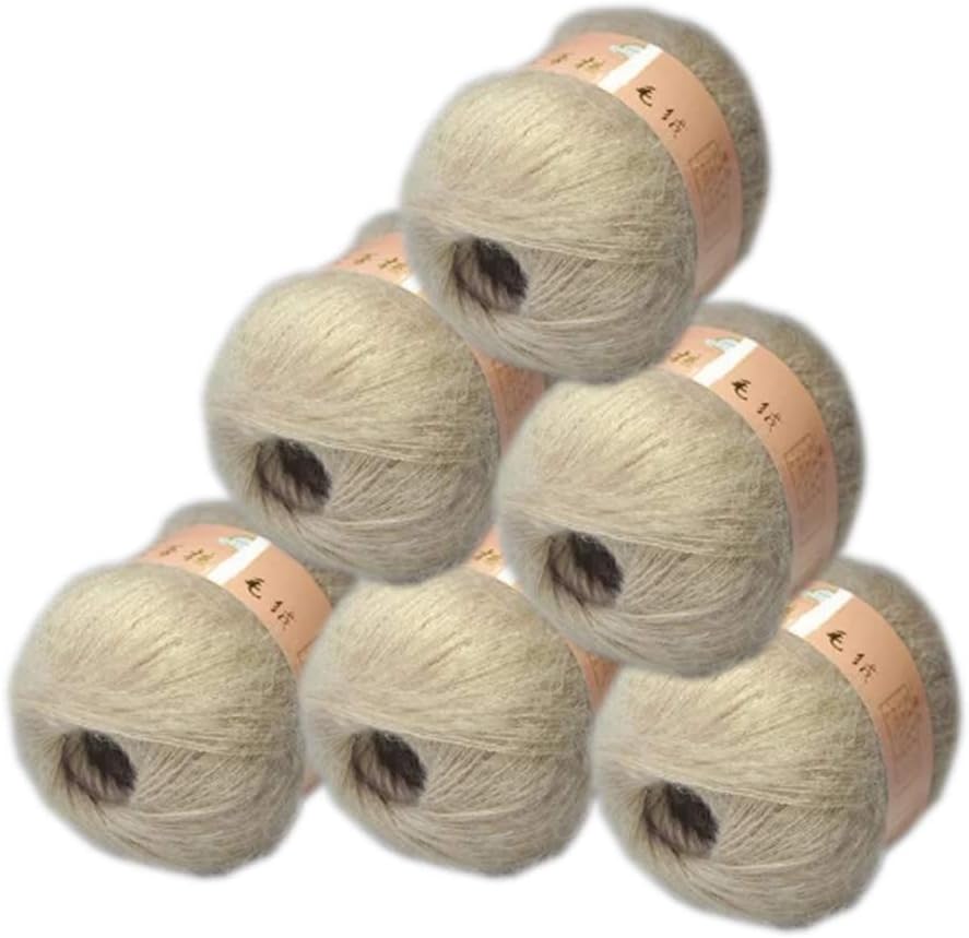 6 Balls Angora Mohair Wool Yarn Soft Fingering Baby Mohair Cashmere Hand Crochet Yarn for Knitting DIY Scarf Sweater Thread 300g (Beige) 6 Balls Angora Mohair Wool Yarn Soft Fingering Baby Mohair Cashmere Hand Crochet Yarn for Knitting DIY Scarf Sweater Thread 300g (Beige)