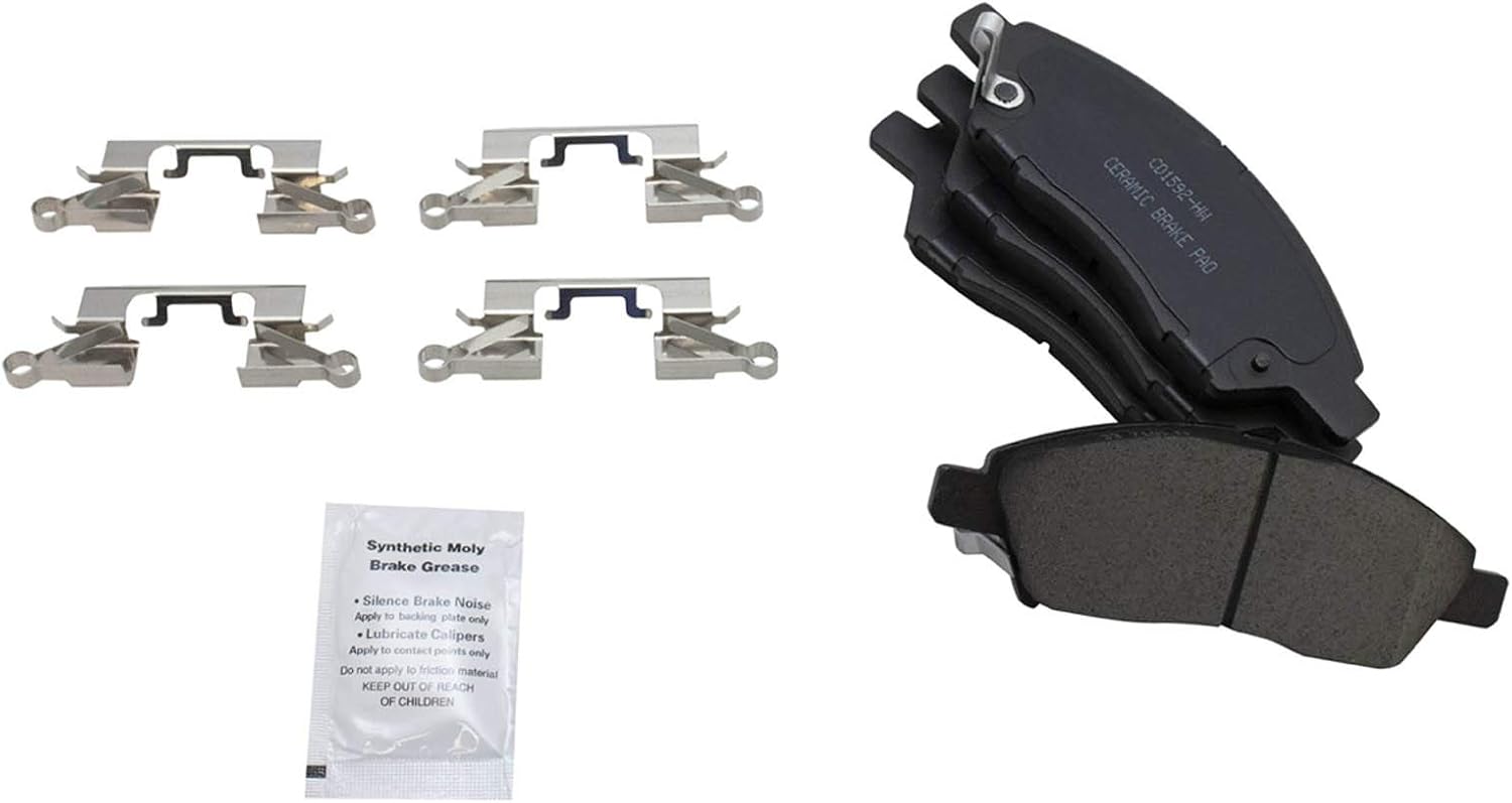 TRQ Front Performance Brake Pad & Rotor Kit Brake Chemical Kit Brake Pads Brake Rotors Set Ceramic Vented Premium G-Coated Compatible with 2012-2018 Nissan Versa 2014-2018 Versa Note