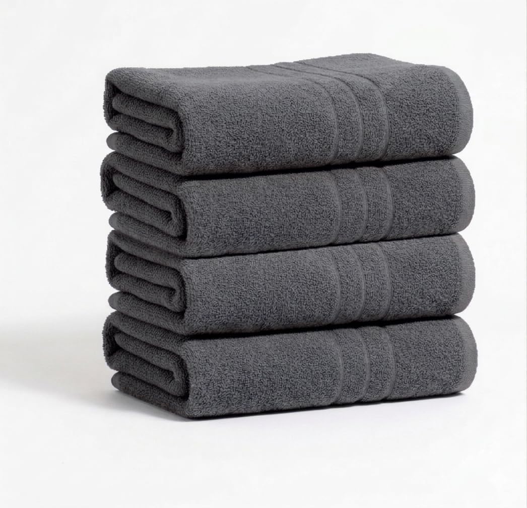 A & B TRADERS Pack of 2 or 4 Big Large Jumbo Bath Sheets Towels Soft Cotton Prime Egyptian Bale Sets (Charcoal Grey, 4)